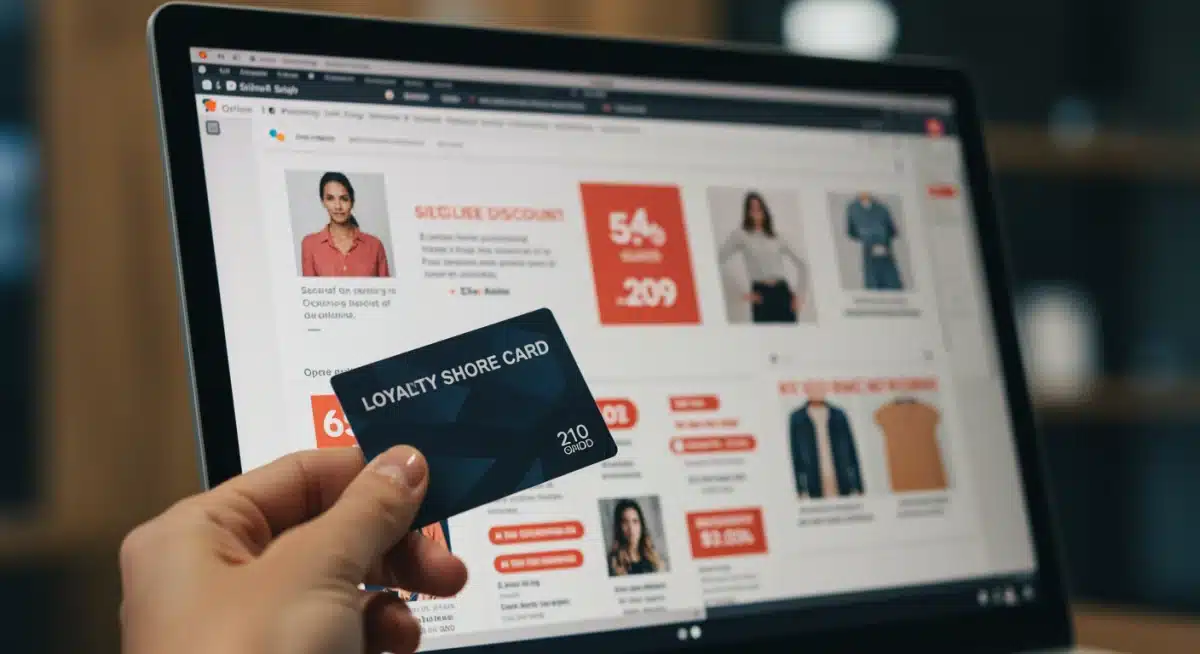 Hand holding loyalty card, personalized online store