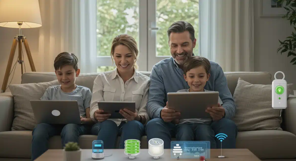 Family enjoying a comfortable, energy-efficient smart home environment
