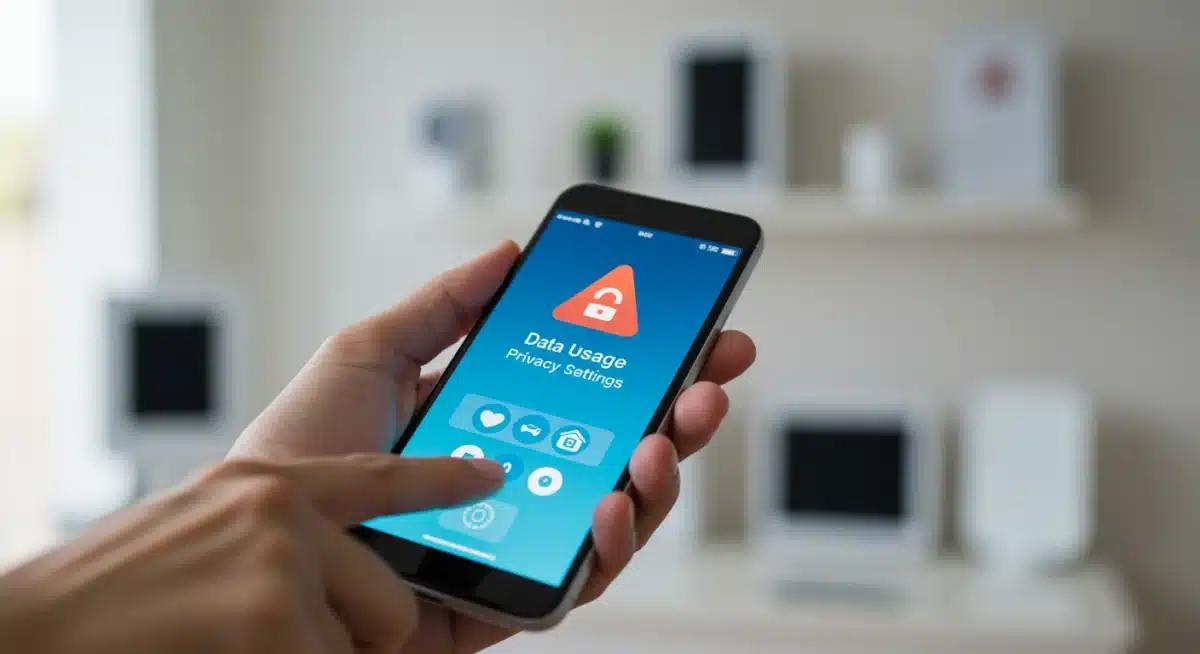 User interacting with smart device privacy settings on a smartphone.