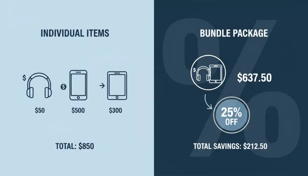 Infographic showing savings from bundle deals versus individual purchases