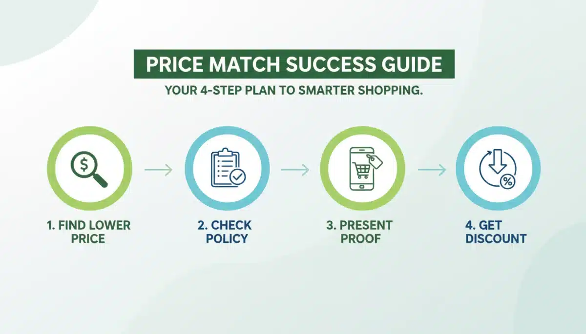 Infographic showing a step-by-step process for successful price matching.