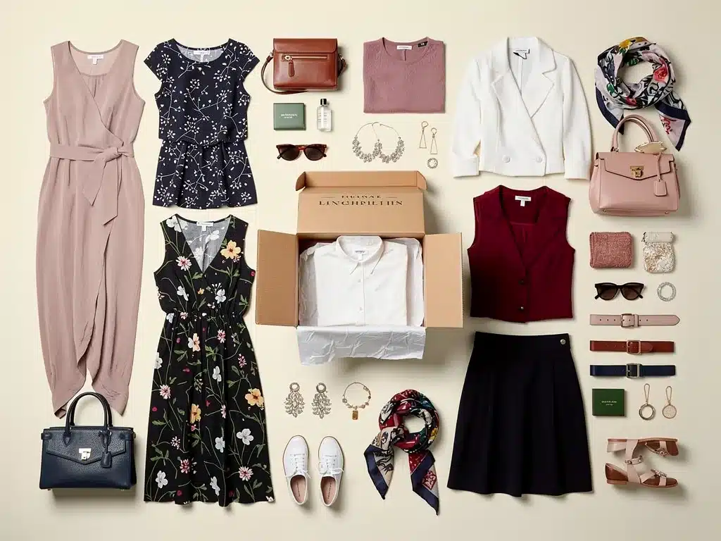 Variety of fashion items from a curated subscription box