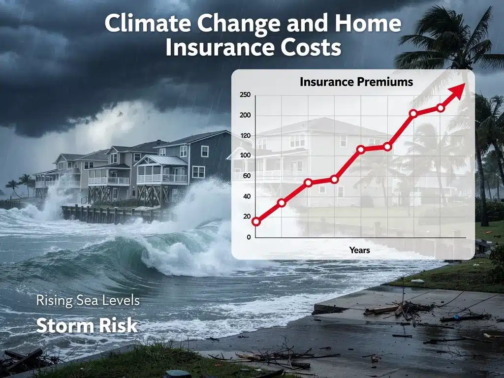 Coastal home affected by rising water, illustrating climate change insurance impact