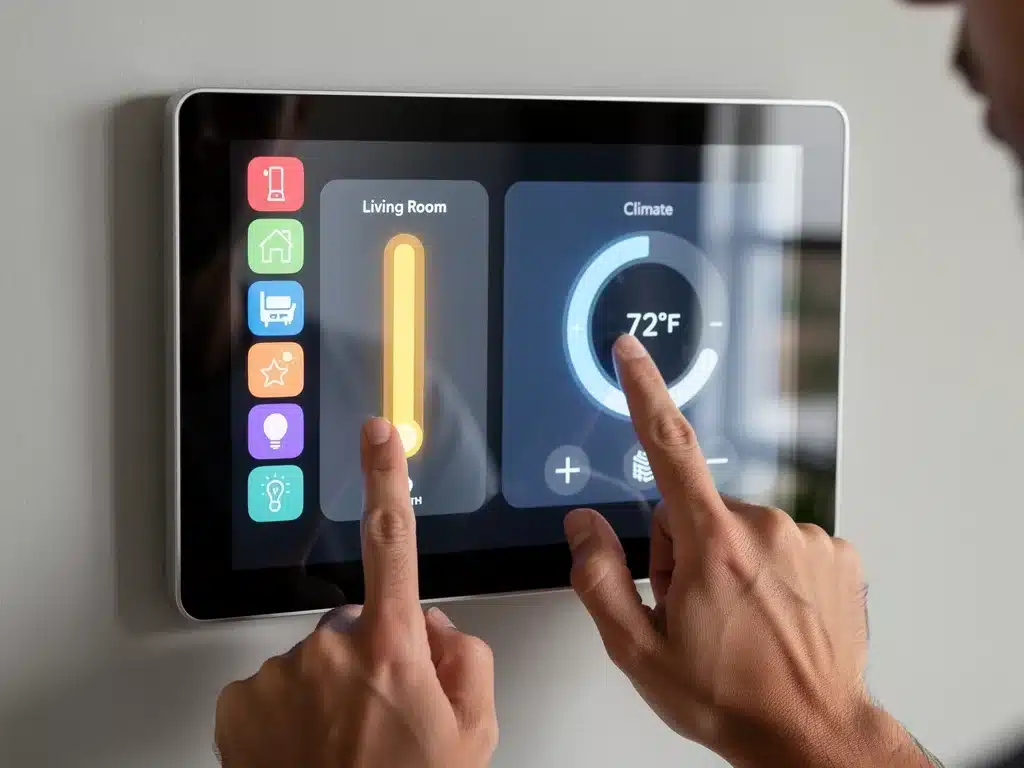 User controlling smart home devices via a central smart display