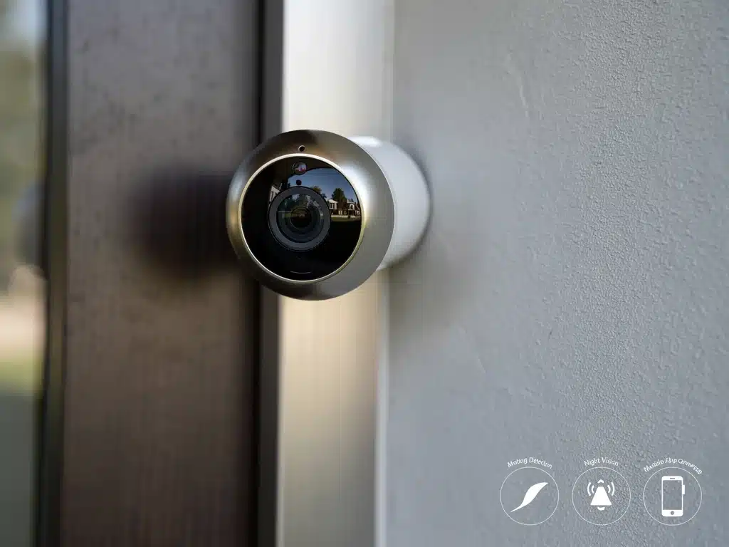 Smart security camera monitoring a home entrance